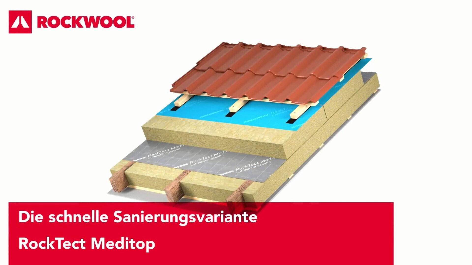 thumb, thumbnail, video, roof, pitched roof, insulation above the rafters, meisterdach, variante meditop, rocktect meditop, germany