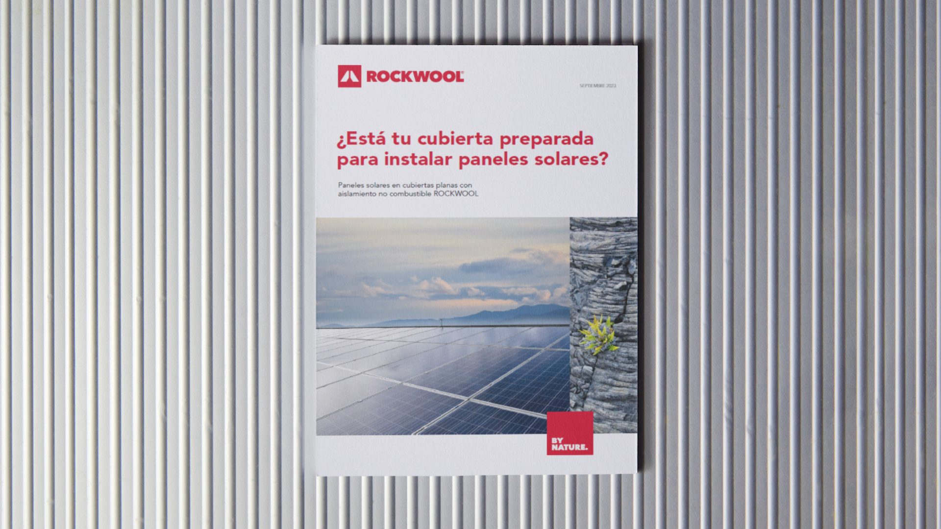 Solar panel ES brochure. Spanish brochure photovoltaic panels. Paneles fotovoltaicos. Paneles solares. Documento. Mock-up.