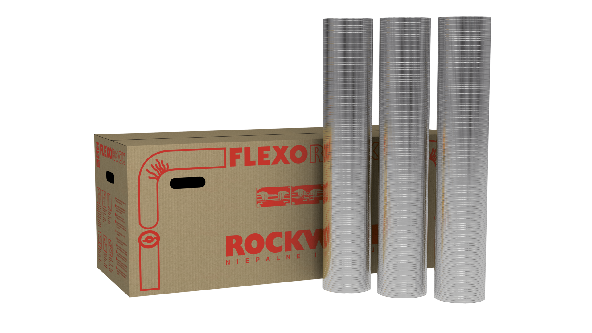 FLEXOROCK, flexible pipe section with aluminium foil, anti-condensation, cardborad, HVAC, internal thermal insulation, pipelines, central heating, hot pipes,