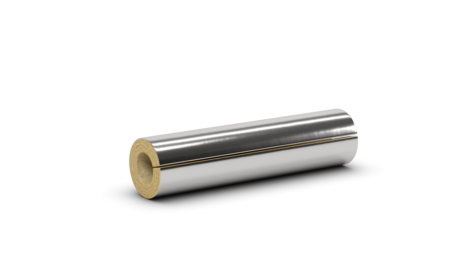 Stone wool pipe section with aluminium facing. Pipe insulation, HVAC. Products: ROCKWOOL 800