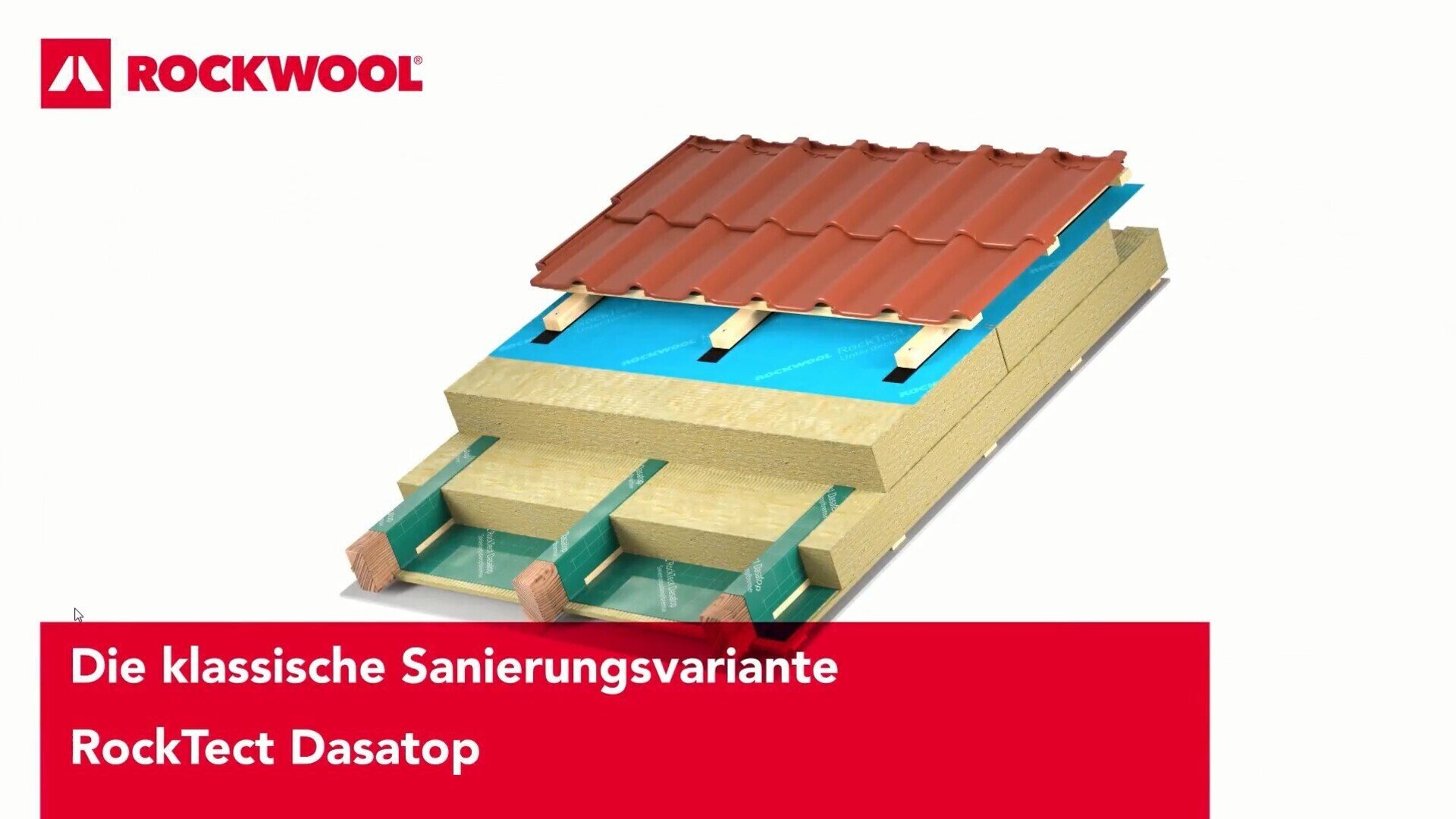 thumb, thumbnail, video, roof, pitched roof, insulation above the rafters, meisterdach, variante dasatop, rocktect dasatop, germany